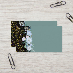 Design Own Blue Floral Business or Event Stationer Card
