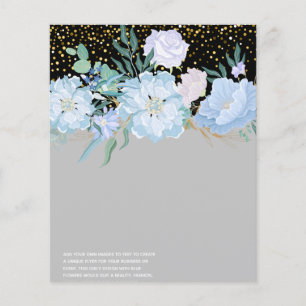 Design Own Blue Floral Event Business Stationery Flyer