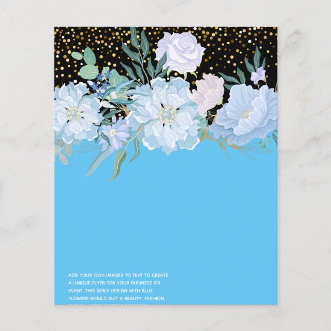 Design Own Blue Floral Event Business Stationery Flyer (Front)