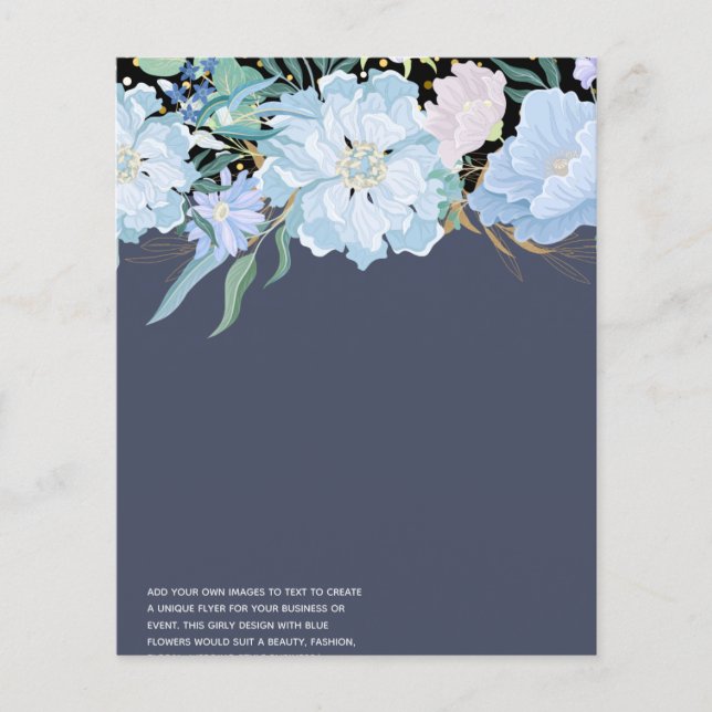 Design Own Blue Floral Event Business Stationery Flyer (Front)