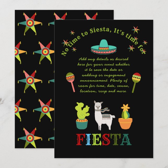 Design Own FIESTA Folk Art Wedding Bridal Shower Invitation (Front/Back)