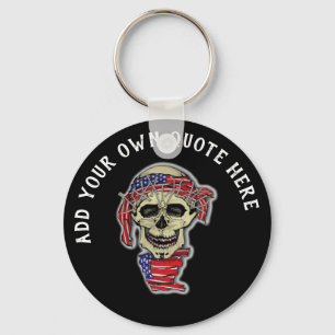 Design Own Gothic Skull American Flag Key Ring