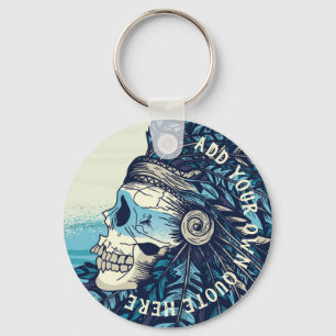 Design Own Gothic Skull Native American Indian Key Ring