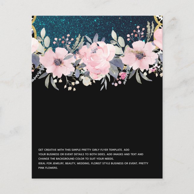Design Own Pink Floral Event Business Stationery Flyer (Front)
