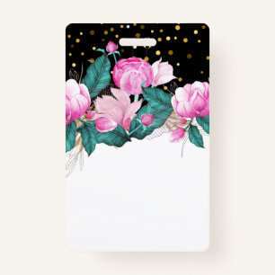 Design Own Pink Floral Event Business Stationery ID Badge