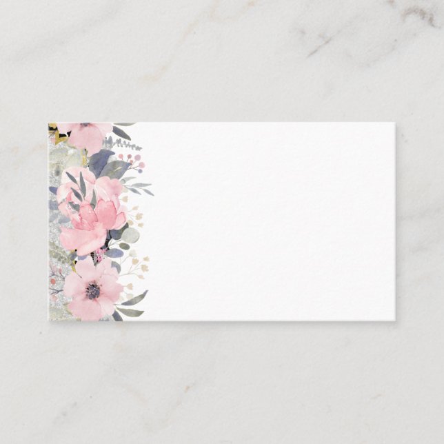 Design Own Pretty Girly Pink Floral Stationery Business Card (Front)