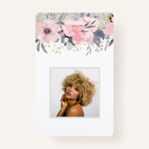 Design Own Pretty Girly Pink Floral Stationery ID Badge