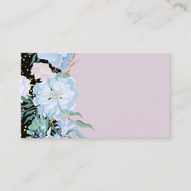 Design Own Trending Girly Stationery Blue Flowers Business Card (Front)