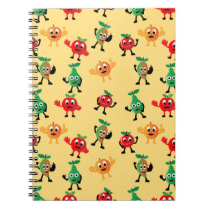 Design patterns with cute fruit character shapesab notebook