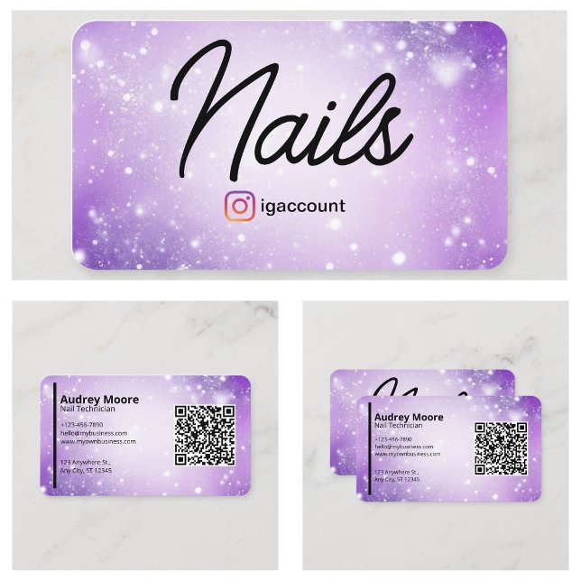 Design Purple Professional Card QR Code Nail Tech (Design Purple Professional Card QR Code Nail Tech
)