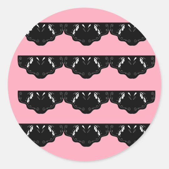 DESIGN ROUND STICKER BLACK LACE PINK