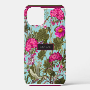 Design scarf with geraniums and wild flowers. Tren iPhone 12 Case