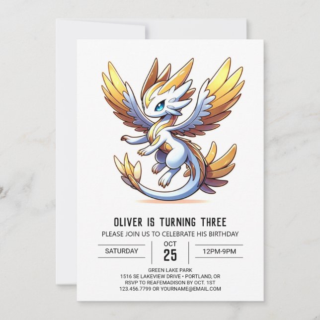 Design Simple Dragon Birthday Invitation (Front)
