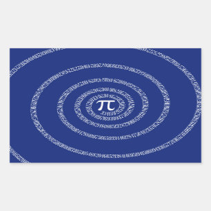 Design Spiral for Pi on Navy Blue Rectangular Sticker