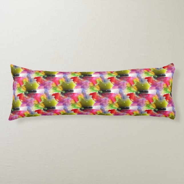 Design texture red, yellow watercolor body cushion (Front)