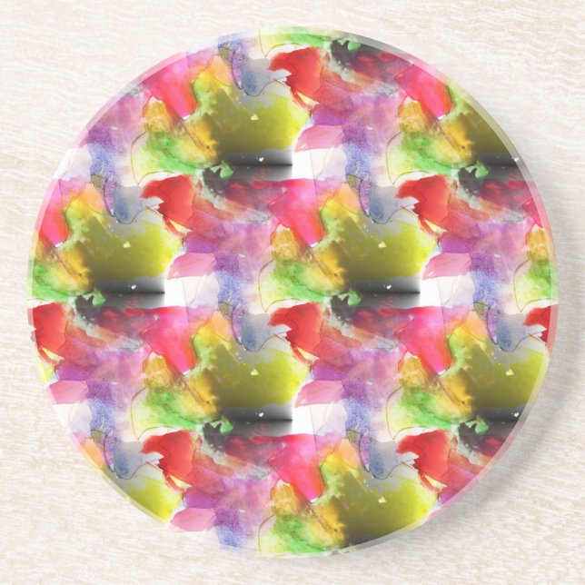 Design texture red, yellow watercolor coaster (Front)