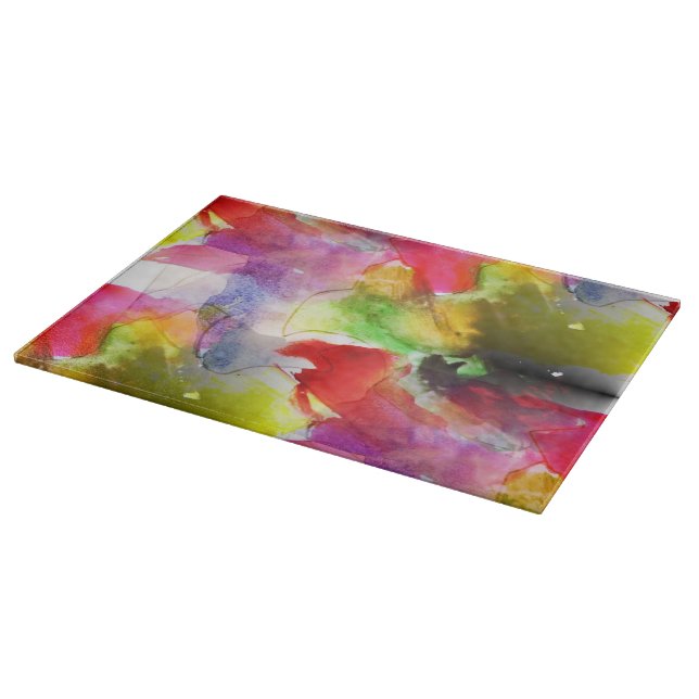 Design texture red, yellow watercolor cutting board (Corner)