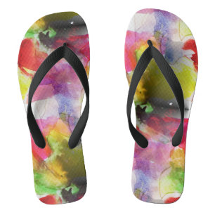Design texture red, yellow watercolor flip flops