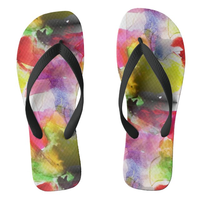 Design texture red, yellow watercolor flip flops (Footbed)