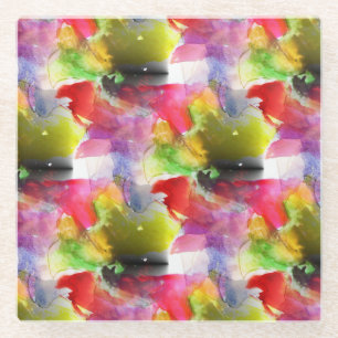 Design texture red, yellow watercolor glass coaster