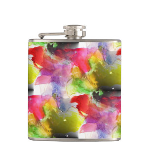 Design texture red, yellow watercolor hip flask