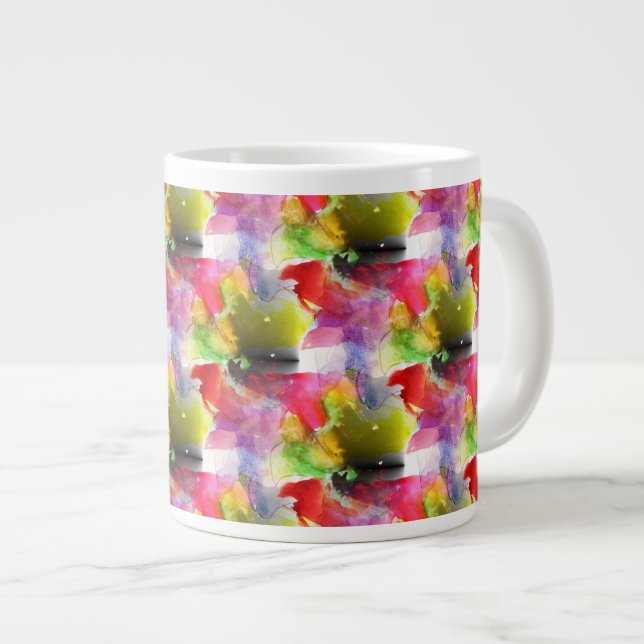 Design texture red, yellow watercolor large coffee mug (Front Right)