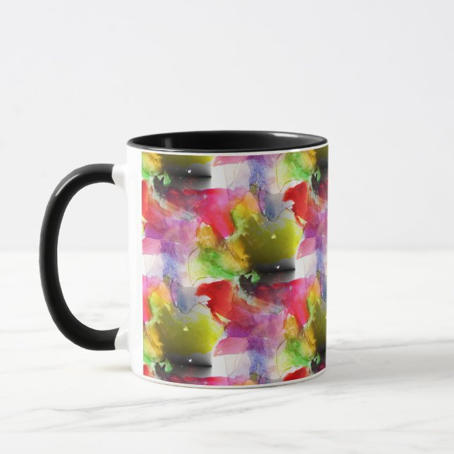 Design texture red, yellow watercolor mug (Left)