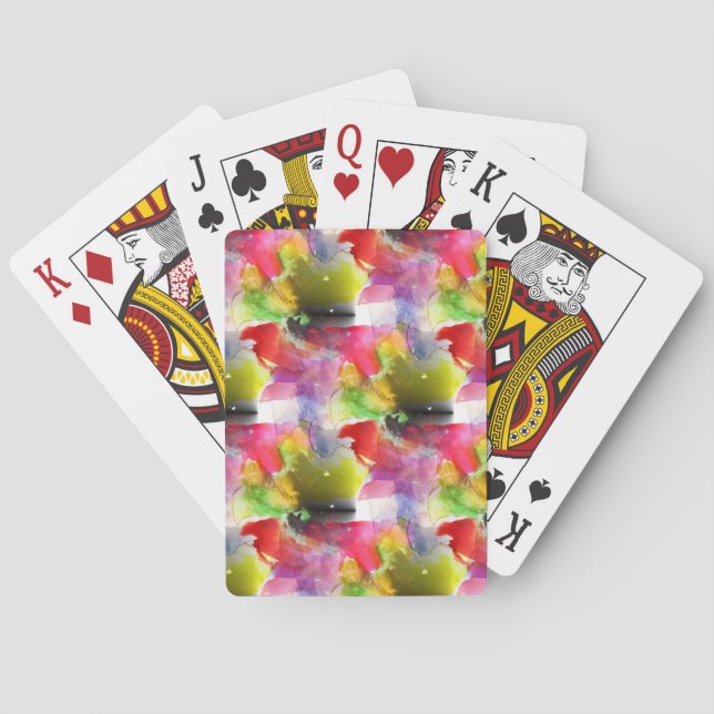 Design texture red, yellow watercolor playing cards (Back)
