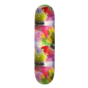 Design texture red, yellow watercolor skateboard