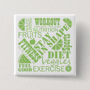 Design to encourage heathy lifestyle 15 cm square badge