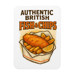 Design Vintage “Authentic British Fish & Chips” Magnet