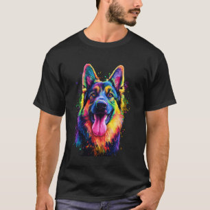 Design With A Dog On It German Shepherd Black T-Shirt