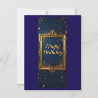 Design with a golden frame on a navy blue colour postcard