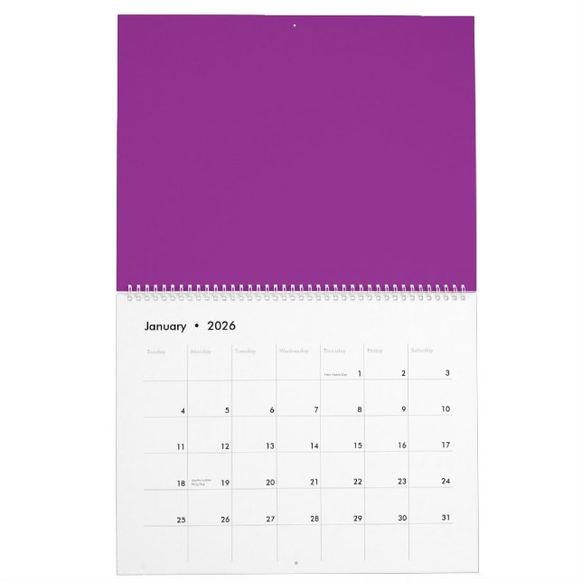 Design with a Stunning Purple Background and White Calendar (Jan 2026)