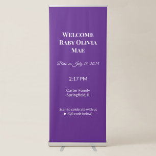 Design with a Stunning Purple Background and White Retractable Banner