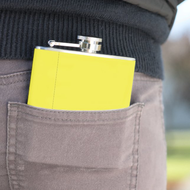 Design with a Yellow Background and Black Border Hip Flask (In Situ)