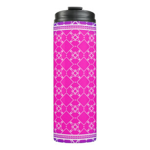 Design with abstract hand drawn geometric pattern thermal tumbler