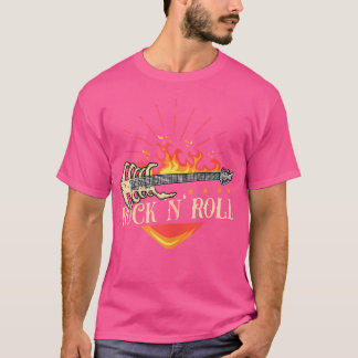 Design With Acoustic And Skeleton Electric Guitar T-Shirt