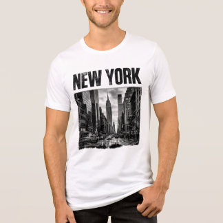 Design with black and white image of New York Tri-Blend Shirt