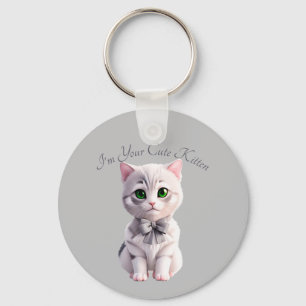 Design with cute gray kitten key ring