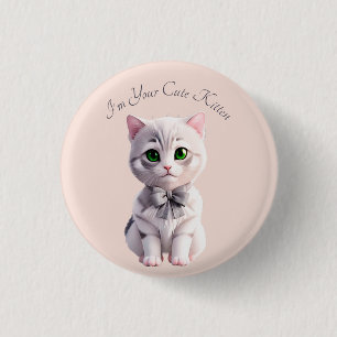 Design with cute grey kitten 3 cm round badge