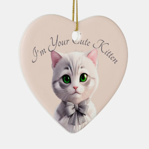 Design with cute grey kitten ceramic tree decoration