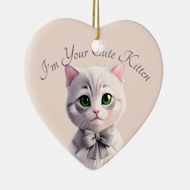 Design with cute grey kitten ceramic tree decoration (Right)