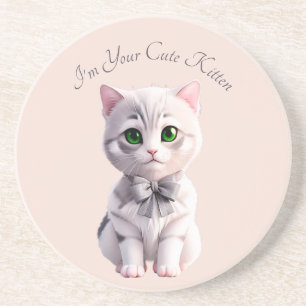 Design with cute grey kitten coaster