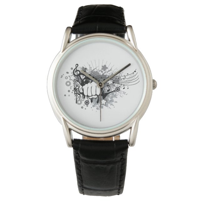 Design with fist,stars and musical notes watches (Front)