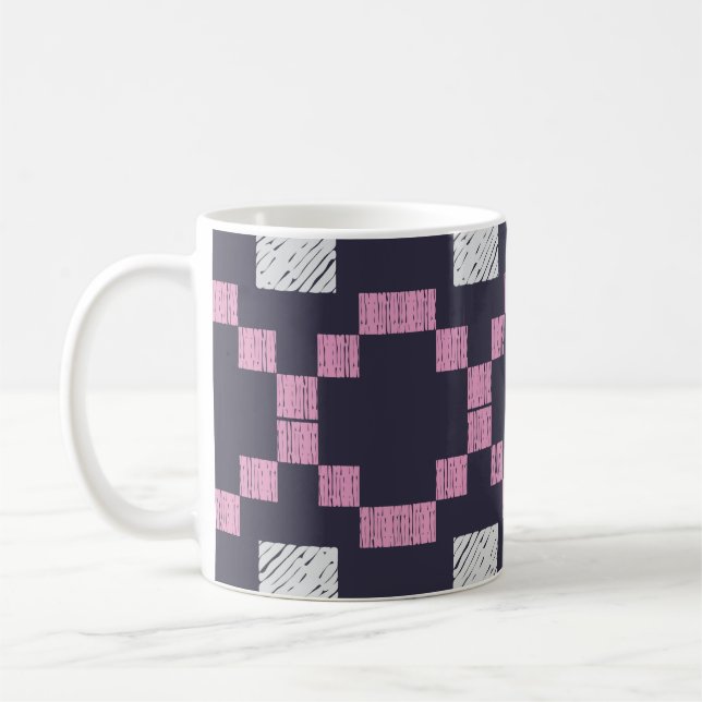 Design with manual hatching. Ethnic boho ornament. Coffee Mug (Left)