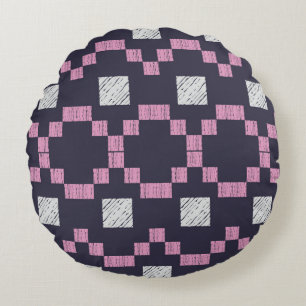 Design with manual hatching. Ethnic boho ornament. Round Cushion