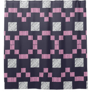 Design with manual hatching. Ethnic boho ornament. Shower Curtain
