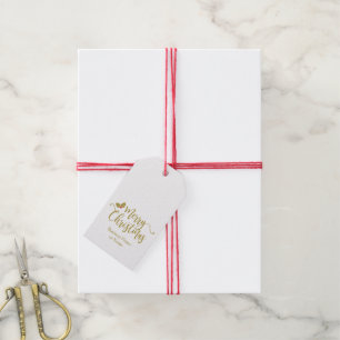 Design with Merry Christmas Typography Gold Gift Tags