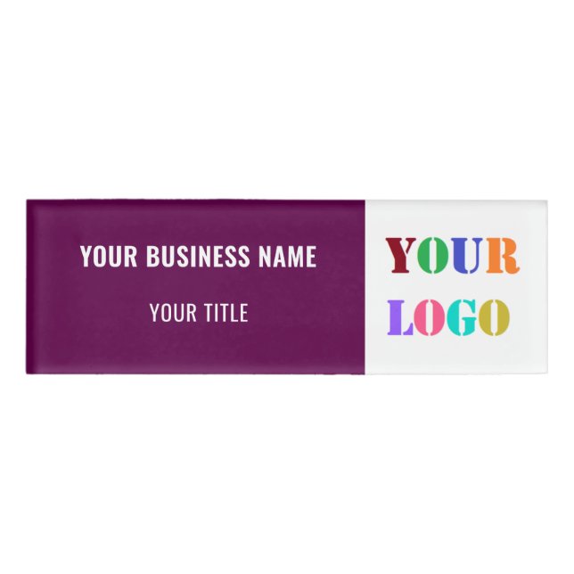 Design Your Business Logo Info Name Tag Example (Front)